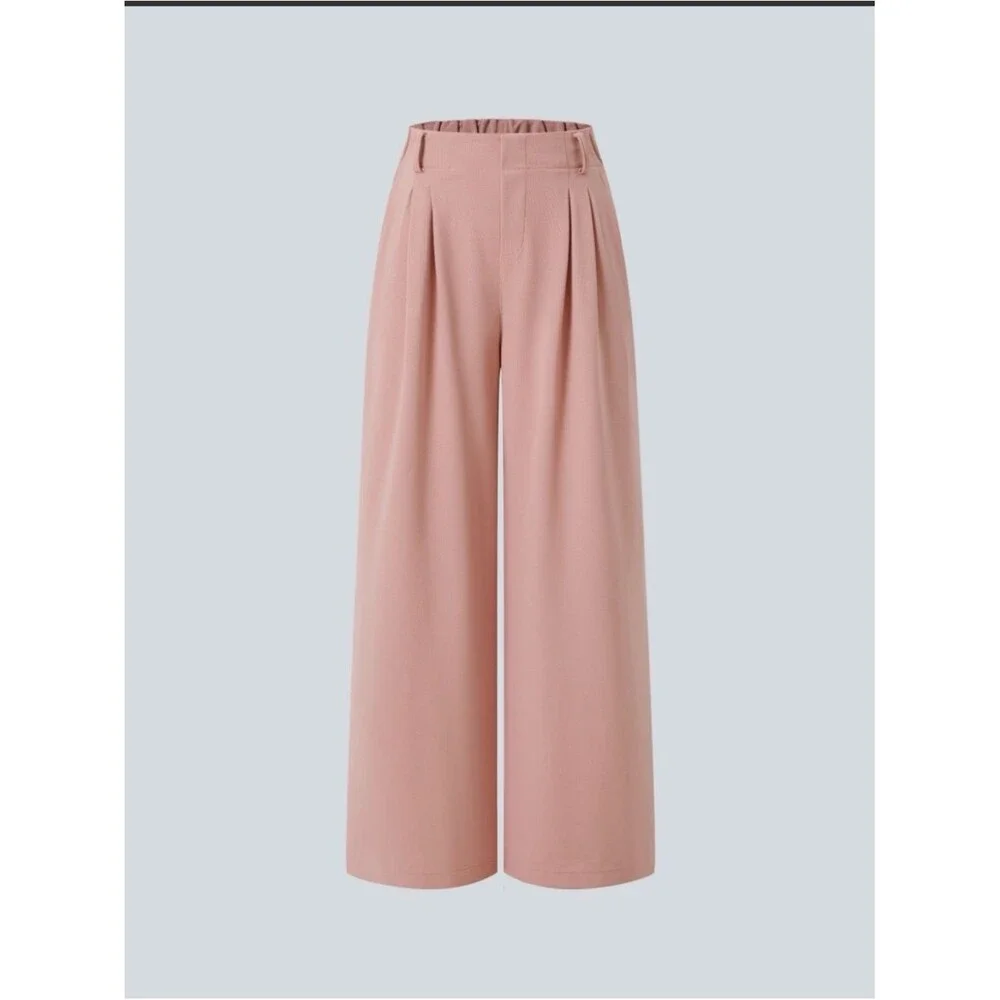 HALARA Dusty Rose Wide-Leg Pleated Pants - Picture 2 of 7